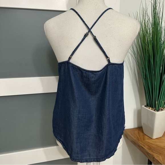 Guess Blue Lace-Up Top SZ Medium Adjustable Straps Made In India Cotton Blend - Picture 9 of 9